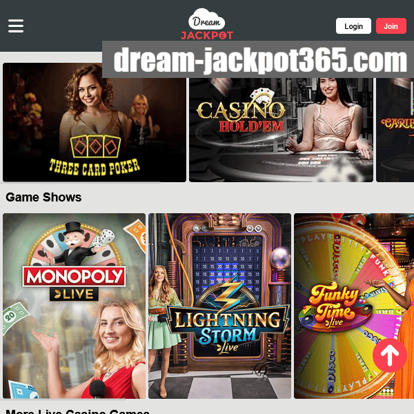 Dream Jackpot live casino blackjack section